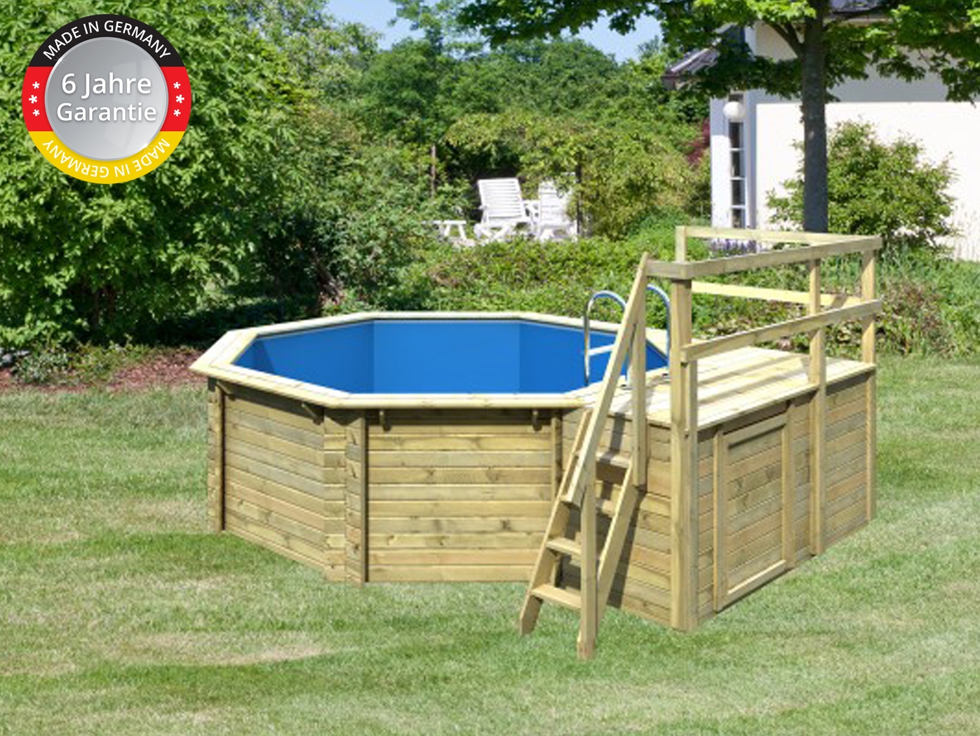 Holz Pool 4,00x1,20m Premium Komplettset mit Sonnendeck ... Holz Pool 4,00x1,20m Premium Komplettset mit Sonnendeck ...