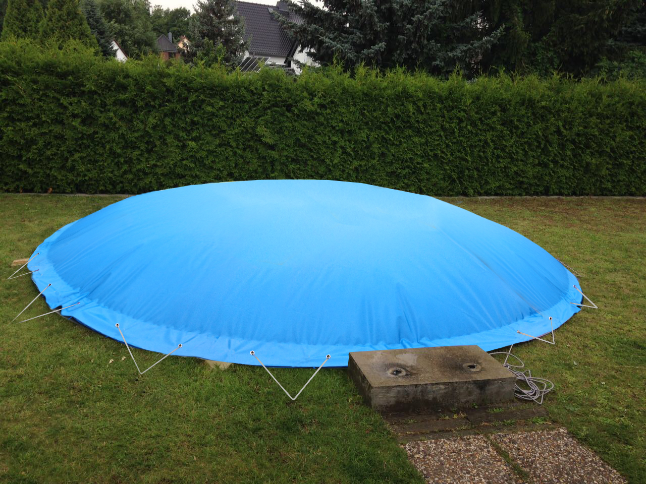 aufblasbare abdeckplane fur pool rund 5 00 m blau air cover luftkissen ebay